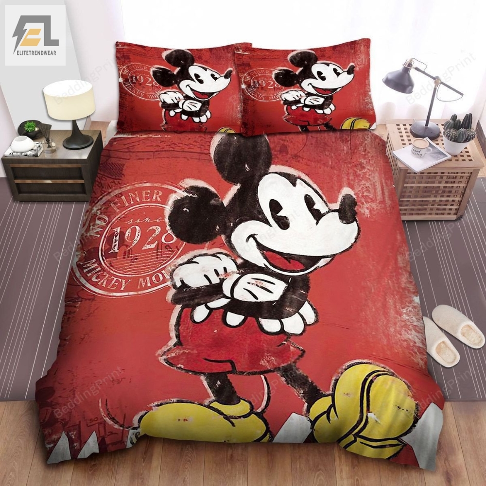 Vintage Original Mickey Mouse Drawing Bed Sheets Duvet Cover Bedding Sets 