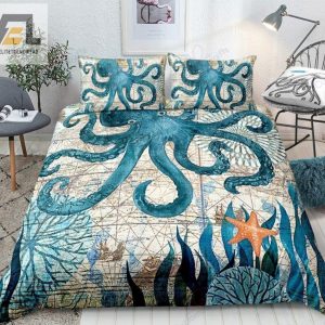 Vintage Blue Octopus Bedding Set Duvet Cover Pillow Cases elitetrendwear 1 1