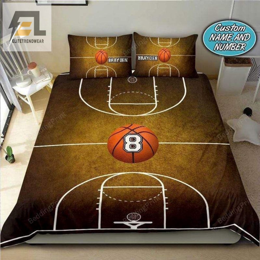 Vintage Basketball Court Personalized Custom Name Duvet Cover Bedding Set 