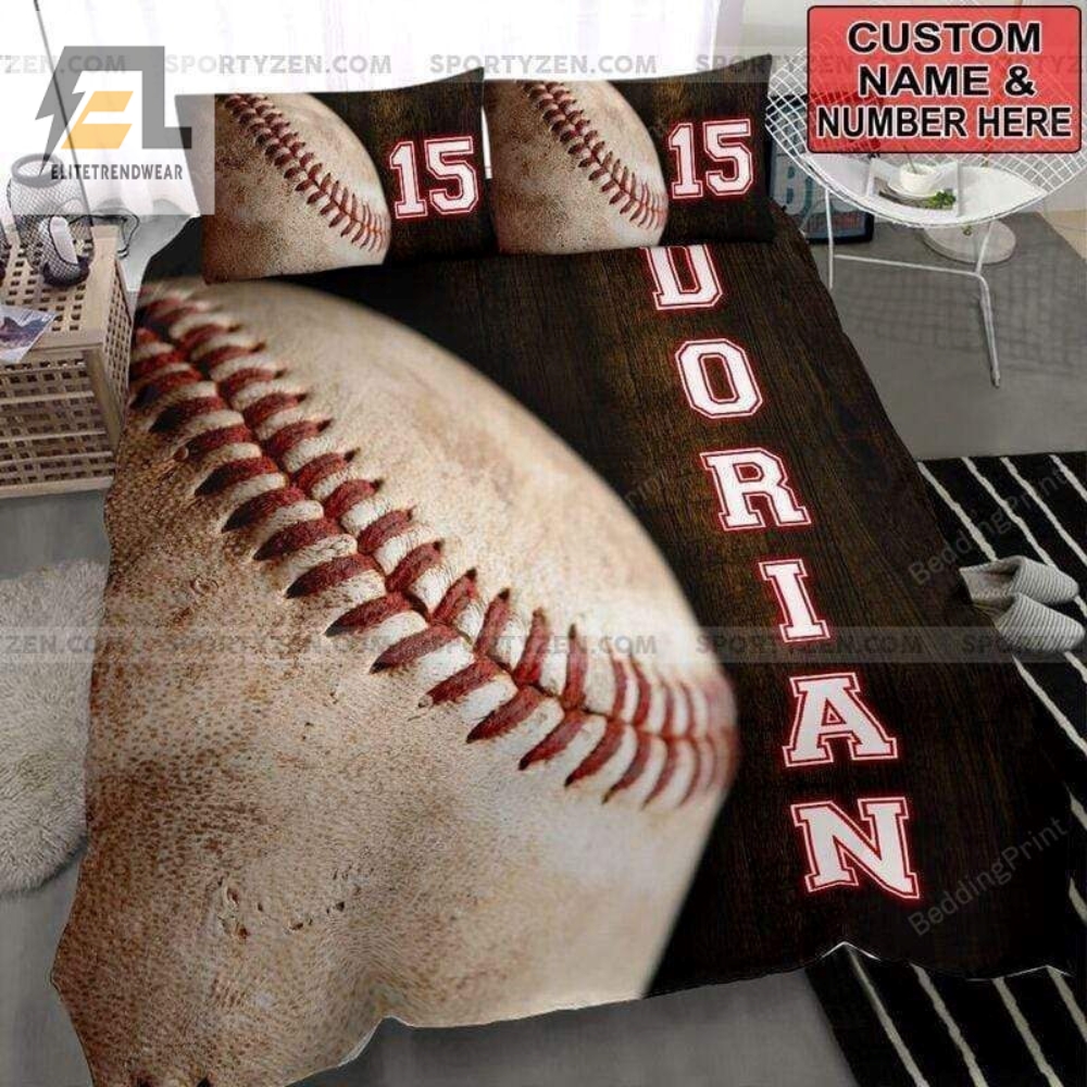 Vintage Baseball Ball Custom Duvet Cover Bedding Set With Name 