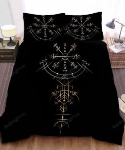Viking Symbols Design On Black Bed Sheets Duvet Cover Bedding Sets elitetrendwear 1 1