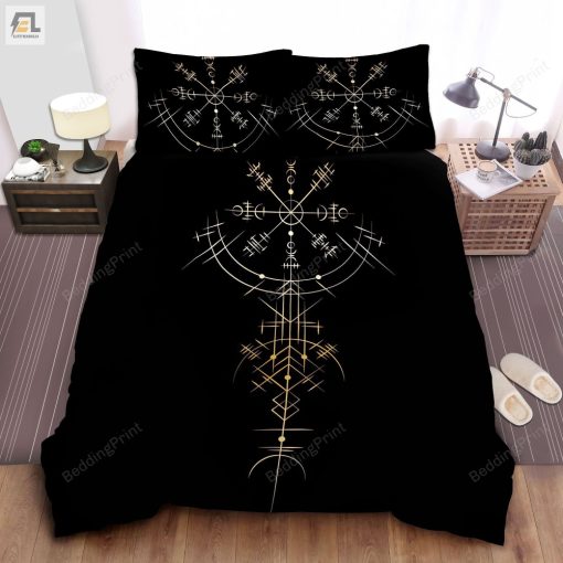 Viking Symbols Design On Black Bed Sheets Duvet Cover Bedding Sets elitetrendwear 1 1