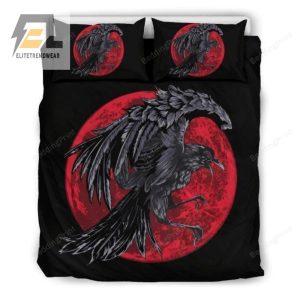 Viking Raven Blood Moon Bed Sheets Duvet Cover Bedding Sets Perfect Gifts For Viking Lover Gifts For Birthday Christmas Thanksgiving elitetrendwear 1 1