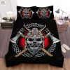 Viking Axes And Skull Design On Black Bed Sheets Duvet Cover Bedding Sets elitetrendwear 1