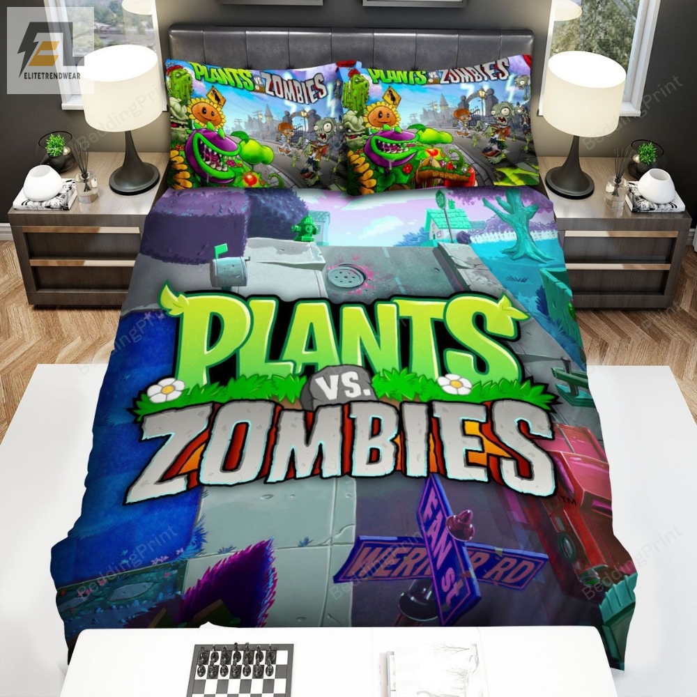 Video Games Plants Vs Zombies Tap To Start Bed Sheets Spread Duvet Cover Bedding Sets 