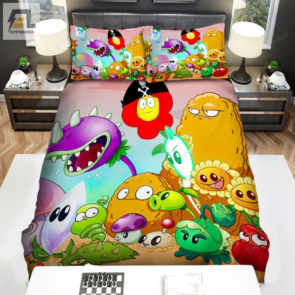 Video Games Plants Vs Zombies Prepare For Battles Bed Sheets Spread Duvet Cover Bedding Sets 