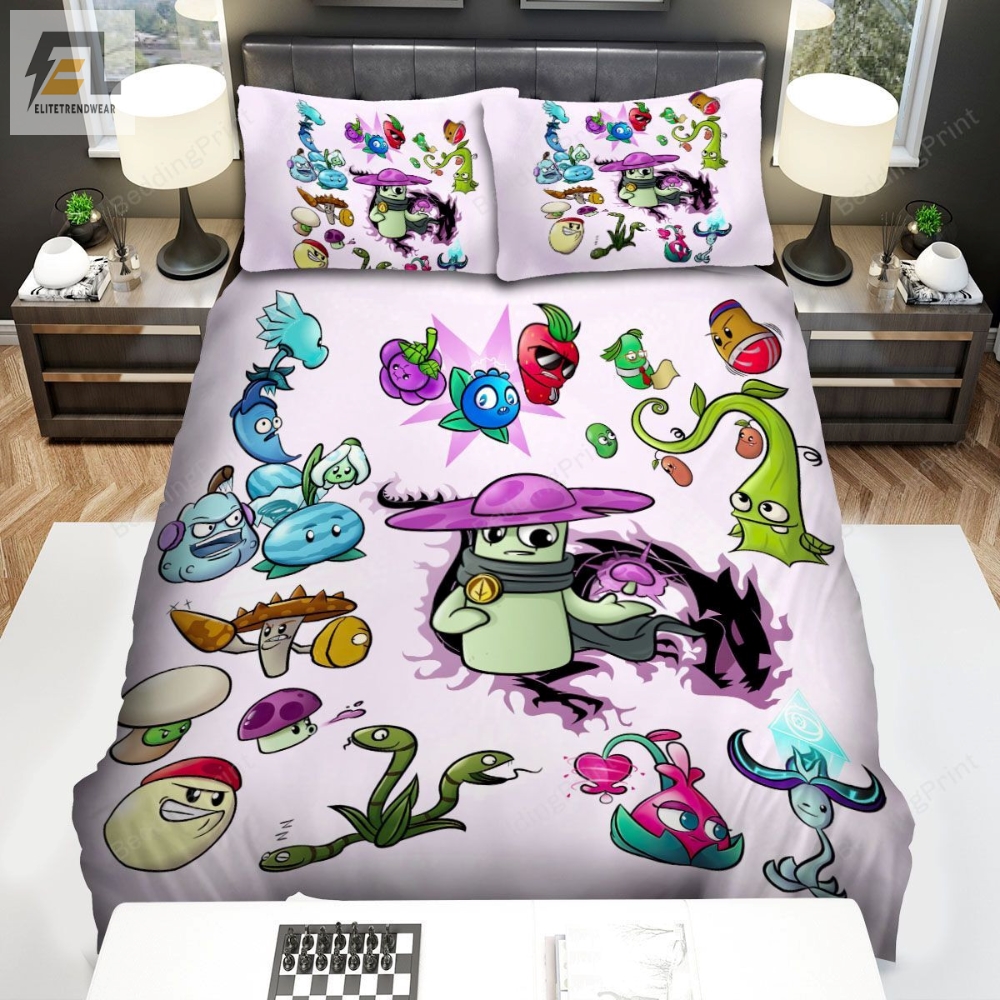 Video Games Plants Vs Zombies Night Plants Bed Sheets Spread Duvet Cover Bedding Sets 