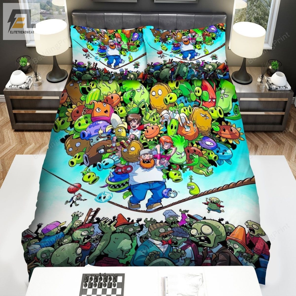 Video Games Plants Vs Zombies Crazy Dave Carrying All Bed Sheets Spread Duvet Cover Bedding Sets 