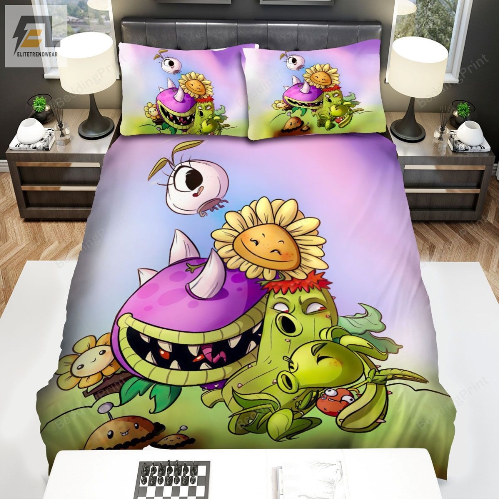 Video Games Plants Vs Zombies Chomper With Others Bed Sheets Spread Duvet Cover Bedding Sets 