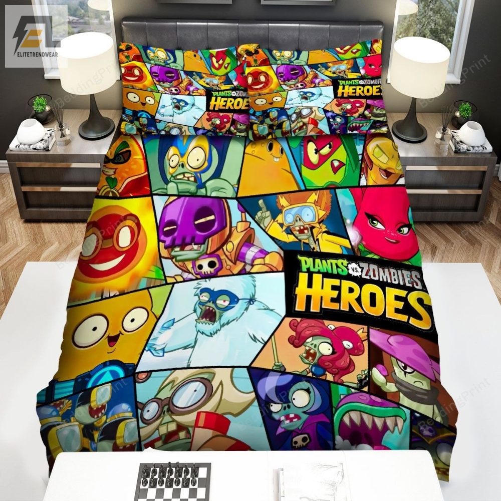 Video Games Plants Vs Zombies Heroes Bed Sheets Spread Duvet Cover Bedding Sets 
