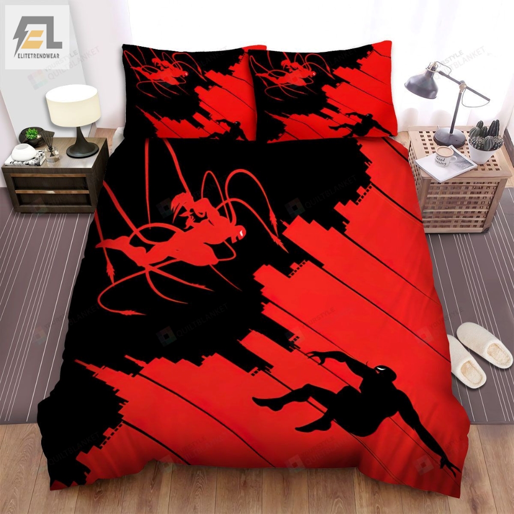 Venom Let There Be Carnage Movie Fighting In Red City Bed Sheets Spread Comforter Duvet Cover Bedding Sets 