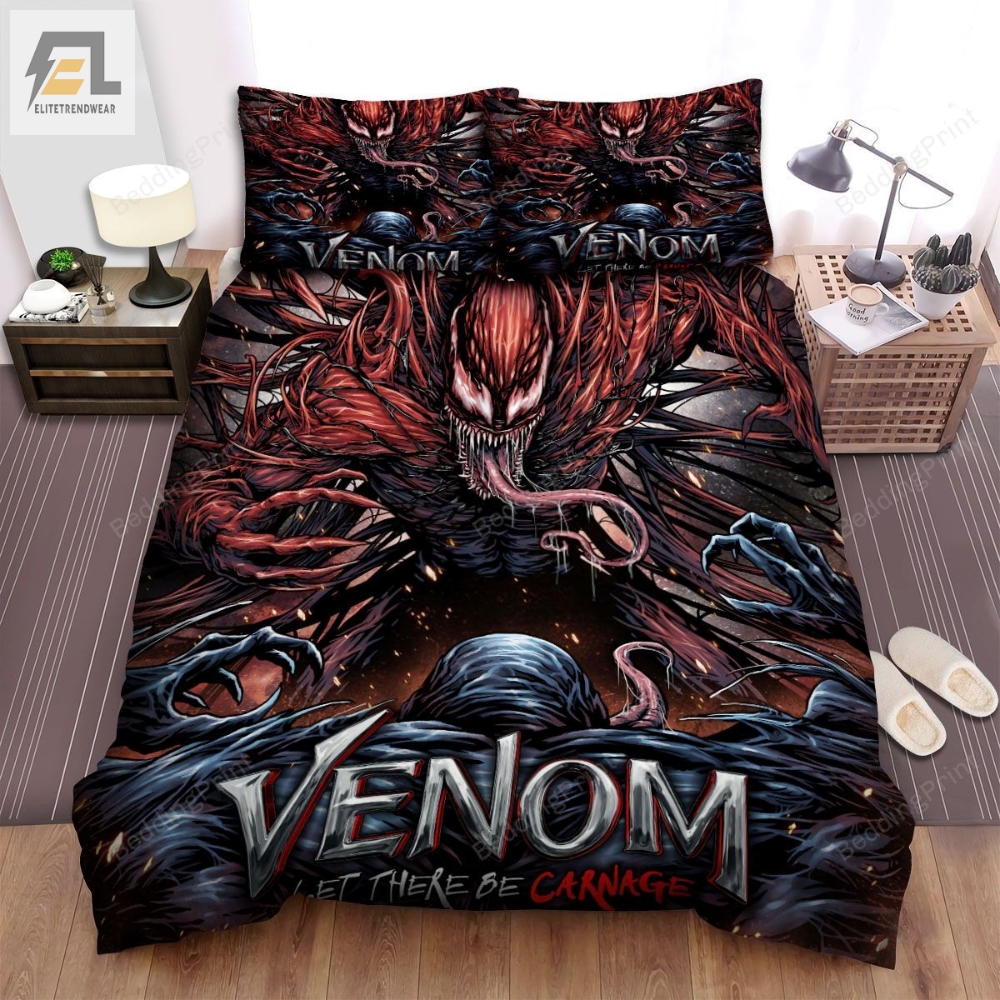 Venom Let There Be Carnage Movie Art Poster Ver 2 Bed Sheets Duvet Cover Bedding Sets 