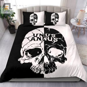 Unus Annus Bedding Set Skull Black And White Unus Annus Merch Bedding Set Bed Sheets Duvet Cover Bedding Sets elitetrendwear 1 1