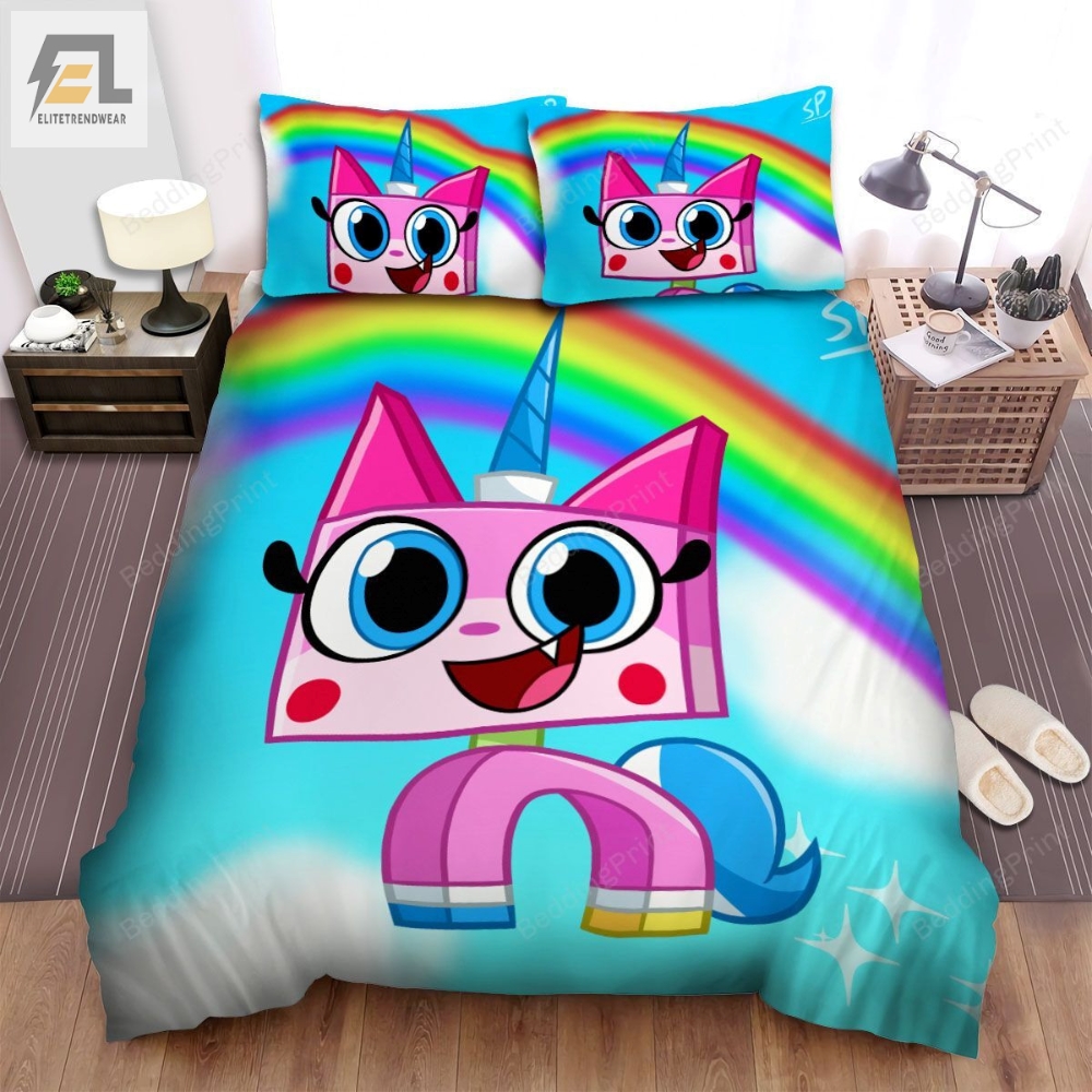 Unikitty Princess Under Rainbow Bed Sheets Spread Duvet Cover Bedding Sets 