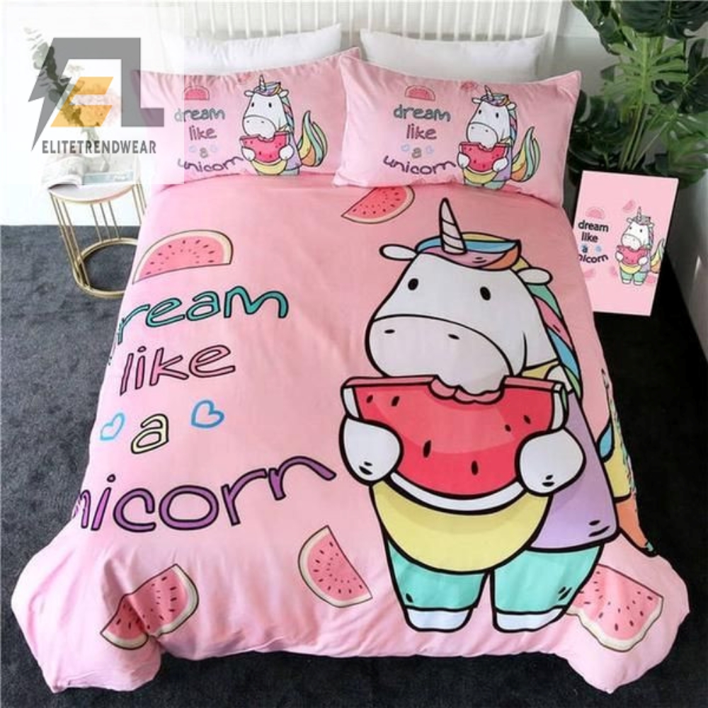 Unicorn Watermelon Bed Sheets Duvet Cover Bedding Sets 