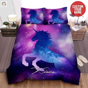 Unicorn Purple Galaxy Personalized Custom Name Duvet Cover Bedding Set elitetrendwear 1 1