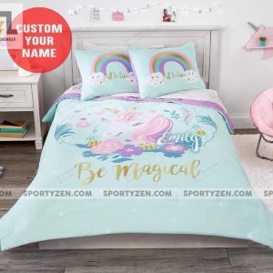 Unicorn Be Magical Pastel Personalized Custom Name Custom Name Duvet Cover Bedding Set elitetrendwear 1 1