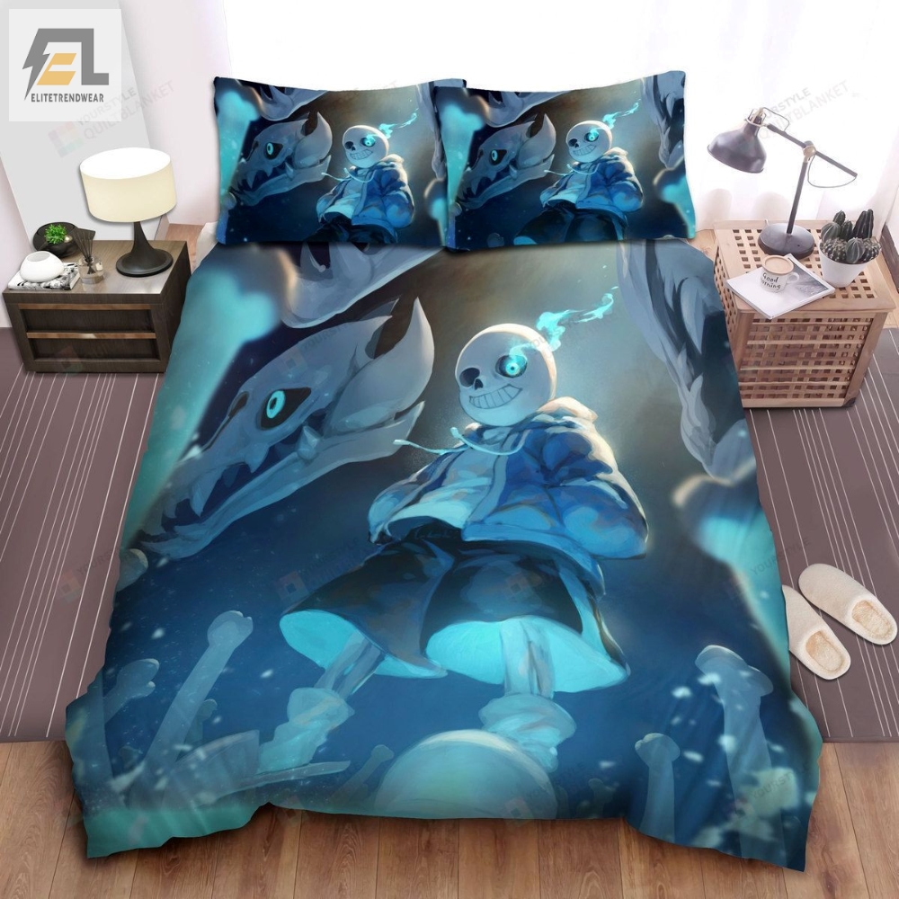 Undertale Sans With Glowing Eye Painting Illustration Bed Sheets Duvet Cover Bedding Sets 