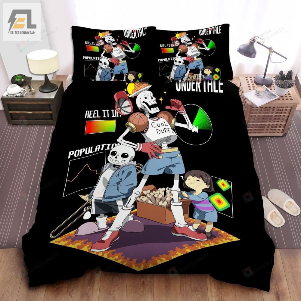 Undertale Sans Papyrus And Frisk In Anime Art Style Bed Sheets Spread Comforter Duvet Cover Bedding Sets 