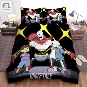 Undertale Frisk Papyrus And Sans Welcoming You Bed Sheets Duvet Cover Bedding Sets elitetrendwear 1 1