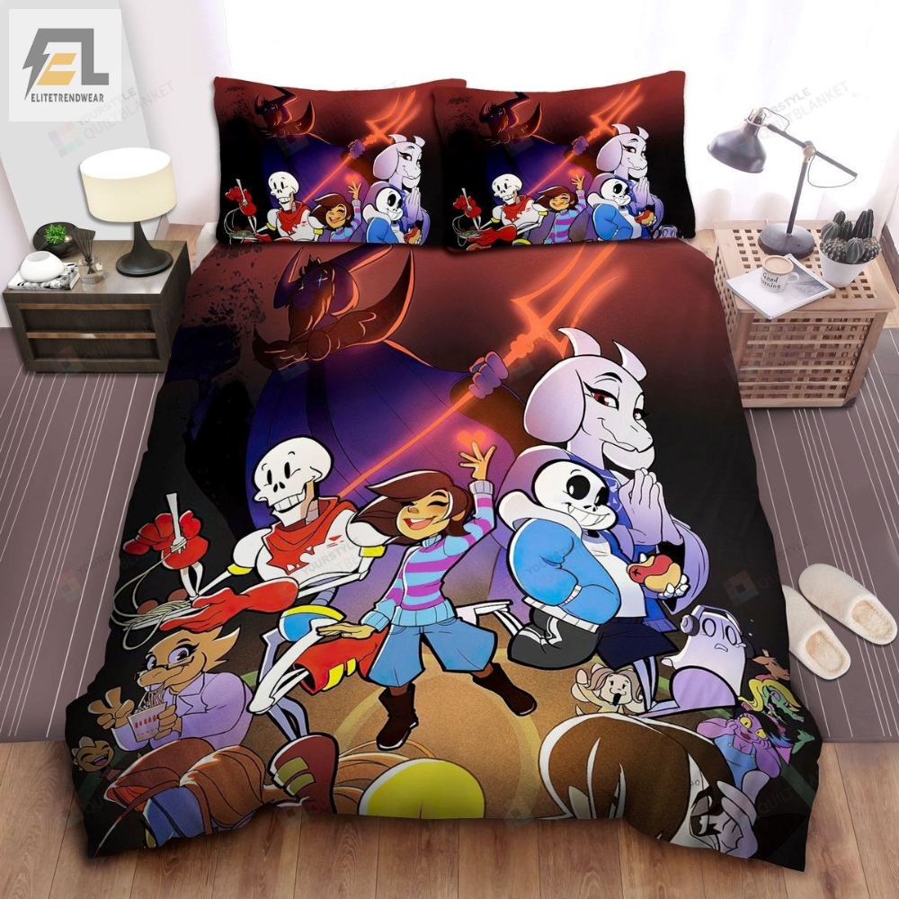 Undertale Characters In Cartoon Style Artwork Bed Sheets Spread Comforter Duvet Cover Bedding Sets 