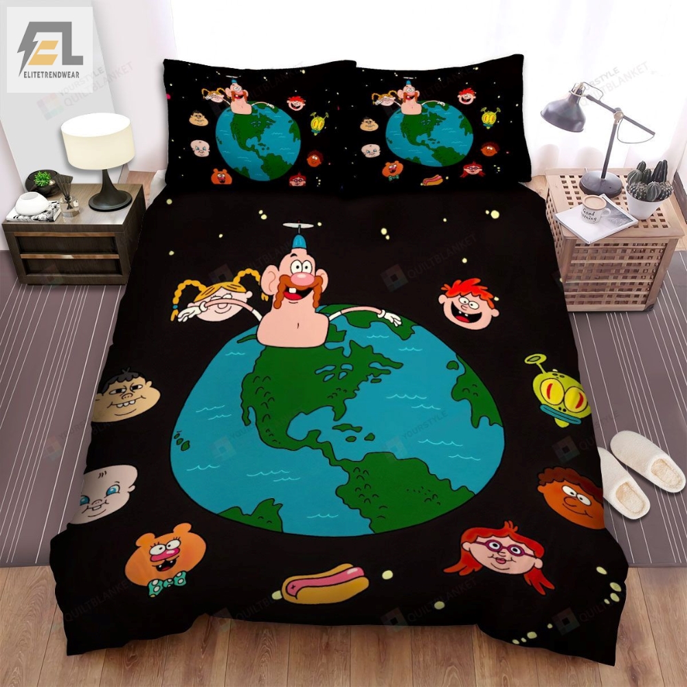 Uncle Grandpa Characters Faces Around The Earth Bed Sheets Spread Duvet Cover Bedding Sets 