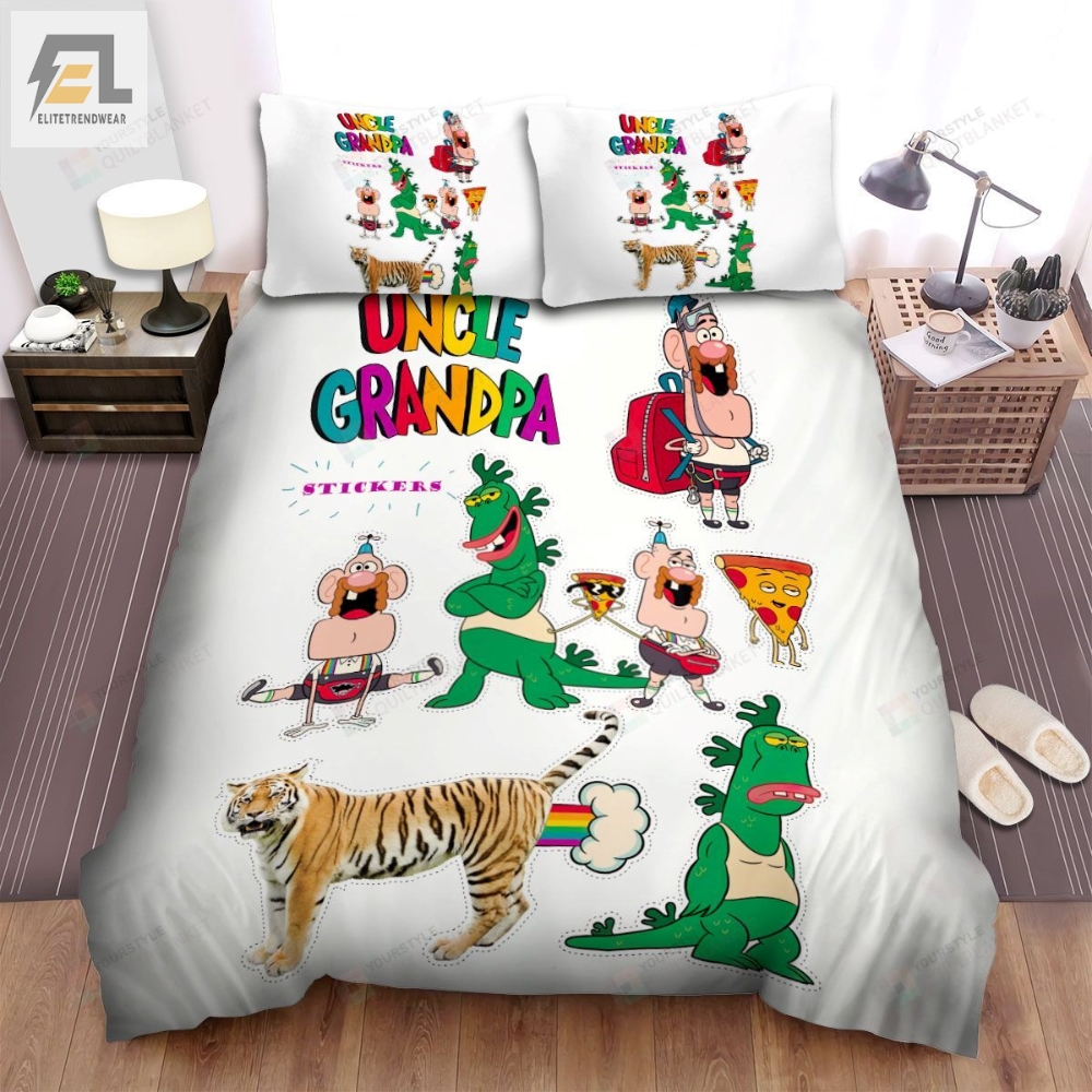 Uncle Grandpa Characters Stickers Bed Sheets Spread Duvet Cover Bedding Sets 