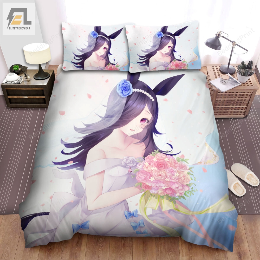Umamusume Pretty Derby Rice Shower In Wedding Dress Bed Sheets Spread Duvet Cover Bedding Sets 