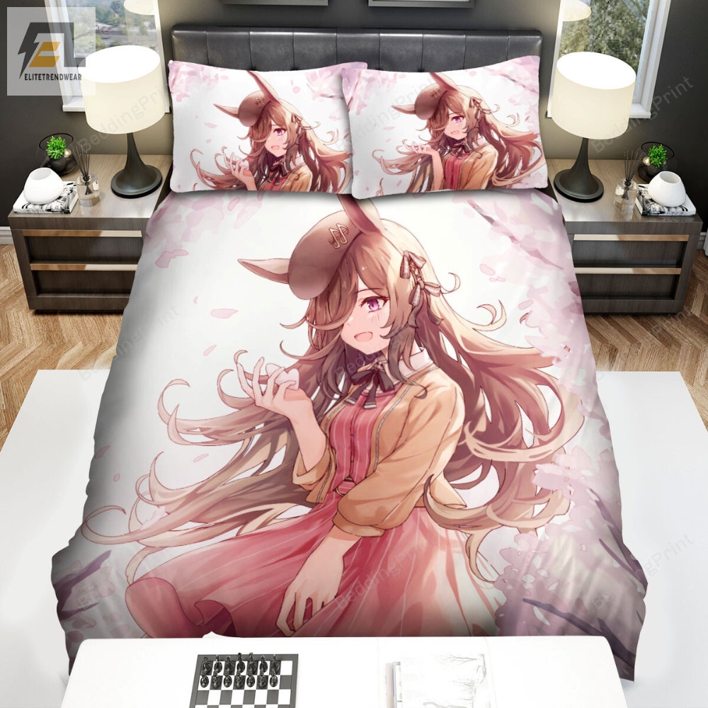 Umamusume Pretty Derby Rice Shower In Pink Artwork Bed Sheets Spread Duvet Cover Bedding Sets 