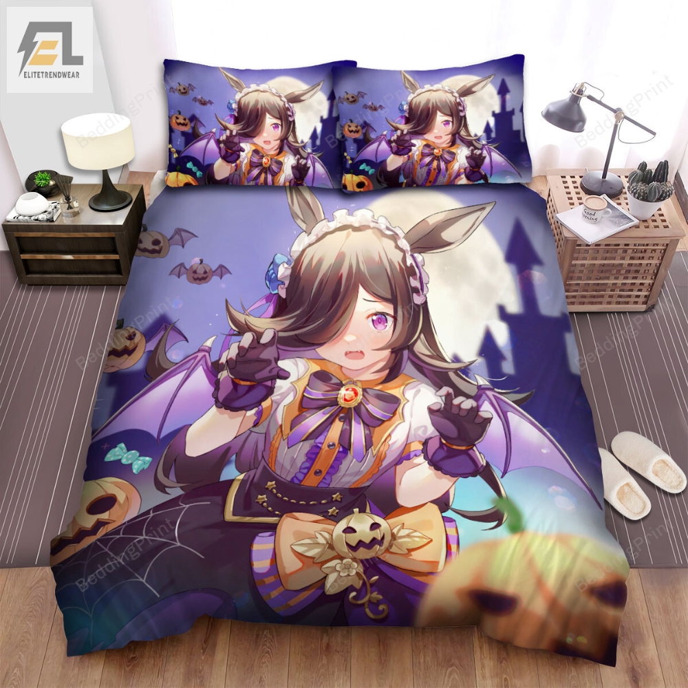 Umamusume Pretty Derby Rice Shower In Halloween Costume Bed Sheets Spread Duvet Cover Bedding Sets 