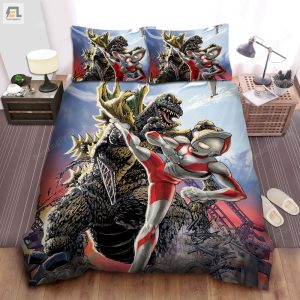 Ultraman Vs. Godzilla Bed Sheets Duvet Cover Bedding Sets elitetrendwear 1 1