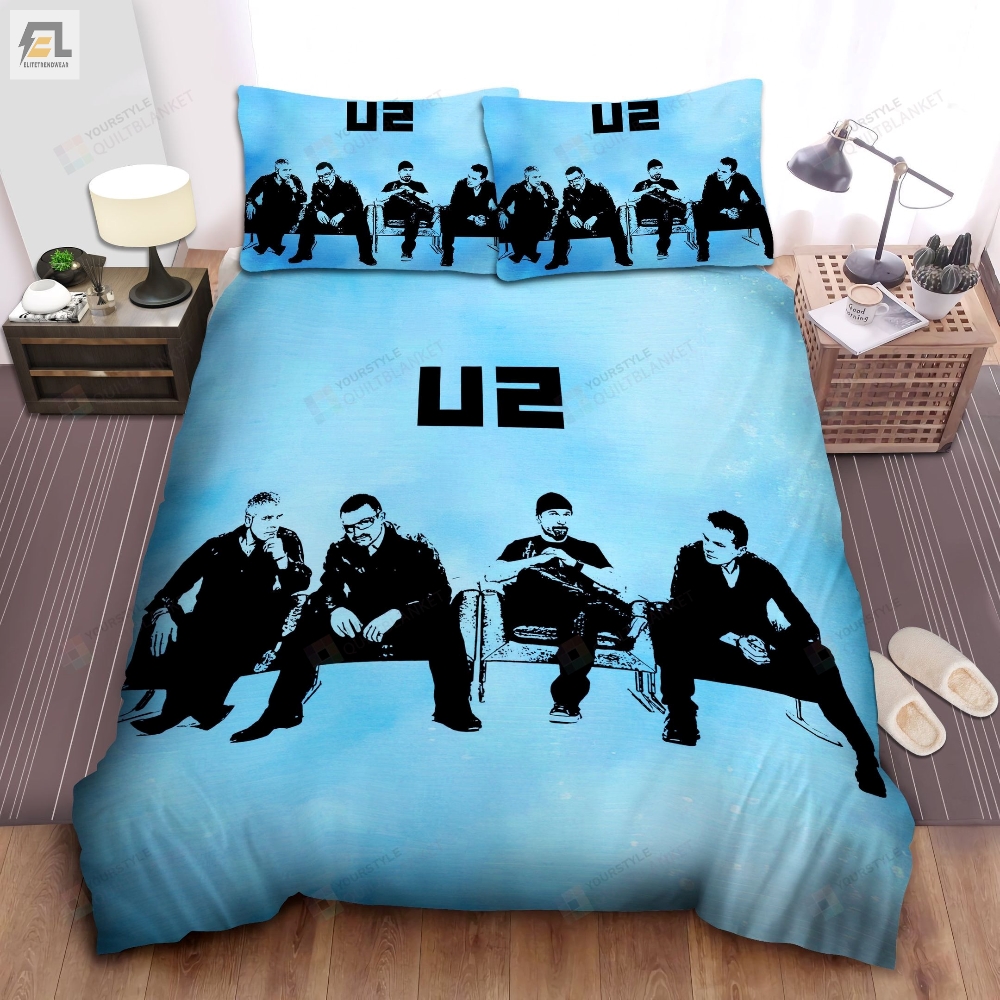 U2 Vintage Blue Poster Bed Sheet Spread Comforter Duvet Cover Bedding Sets 