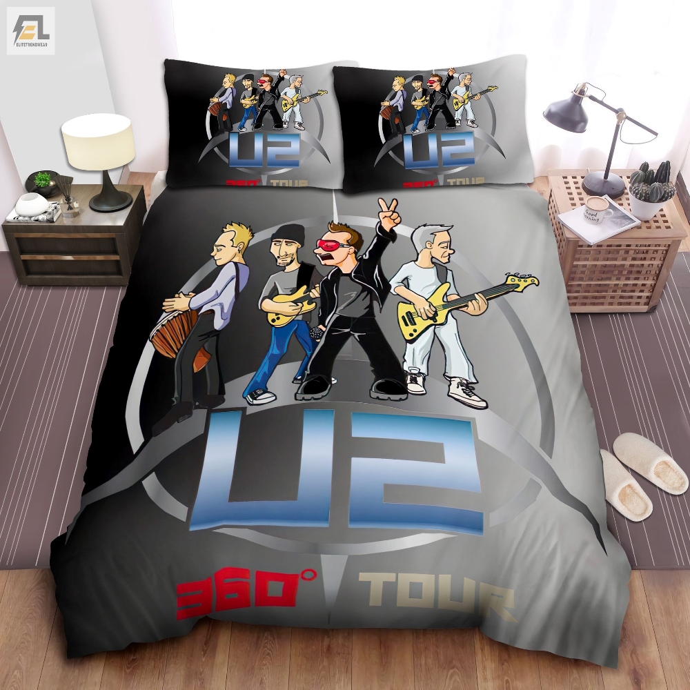 U2 In Cartoon Characters 360 Tour Bed Sheet Spread Comforter Duvet Cover Bedding Sets 