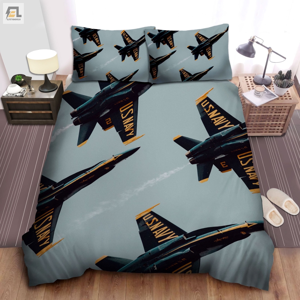 U.S. Navy Jet Fighters Illustration Bed Sheets Duvet Cover Bedding Sets 