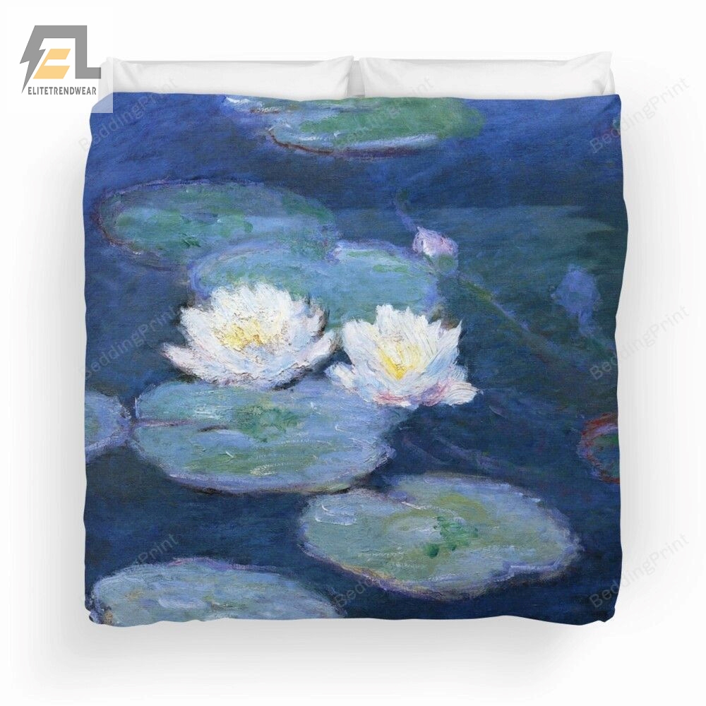 Two Water Lilies Monet Fine Art Bedding Set Duvet Cover  Pillow Cases 