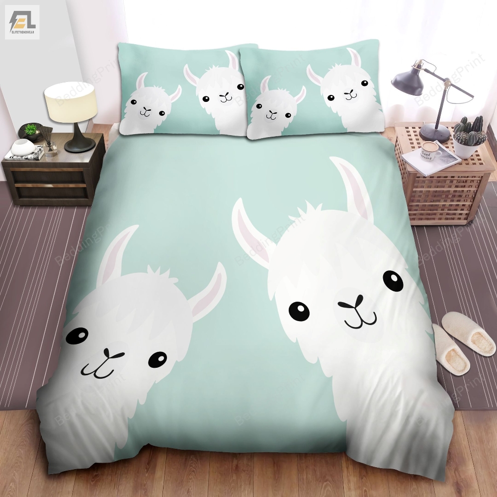 Two Llama Alpaca Bedding Set Duvet Cover  Pillow Cases 