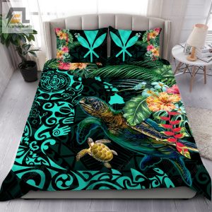 Turtles Kanaka Maoli Polynesian Plumeria Banana Leaves Hawaiian Bed Sheets Duvet Cover Bedding Sets elitetrendwear 1 1