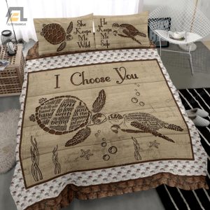 Turtle Couple Love Wood Pattern Duvet Cover Bedding Set elitetrendwear 1 1