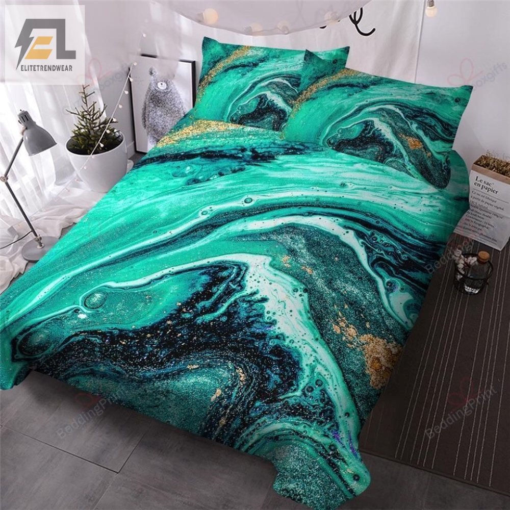 Turquoise Swirl Bedding Set Duvet Cover  Pillow Cases 