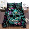 Turquoise Skull With Trippy Pattern Bed Sheets Duvet Cover Bedding Sets elitetrendwear 1