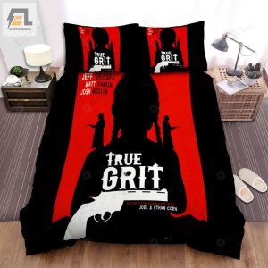 True Grit 2010 Red Background Movie Poster Bed Sheets Spread Comforter Duvet Cover Bedding Sets elitetrendwear 1 1