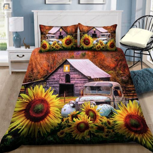 Truck Farm Garden Sunflower Bed Sheets Spread Duvet Cover Bedding Sets elitetrendwear 1 1