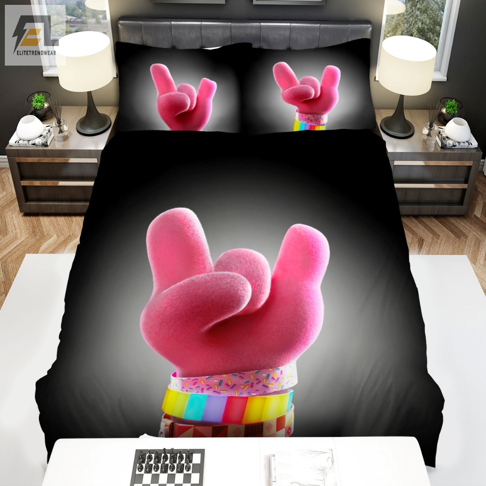 Trolls World Tour 2020 Poppy Hand Movie Poster Bed Sheets Duvet Cover Bedding Sets 