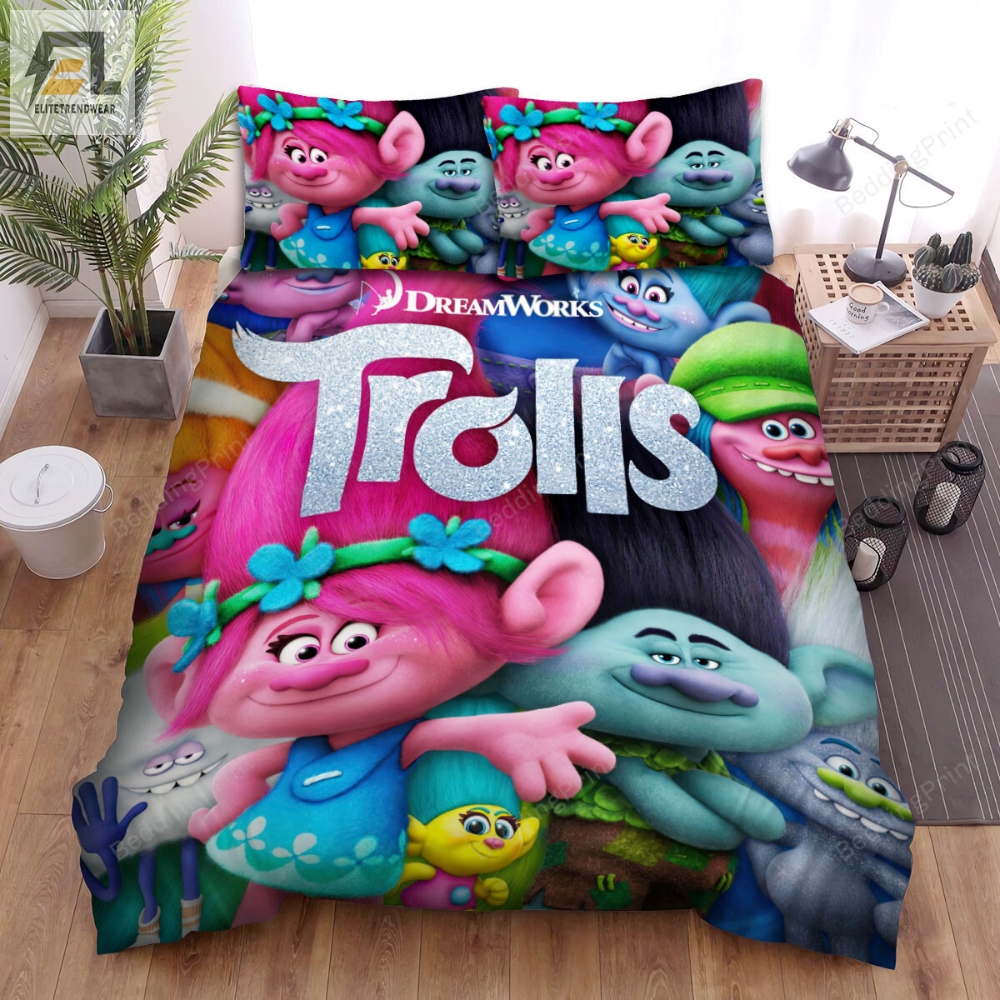 Trolls World Tour 2020 Main Characters Movie Poster Ver 1 Bed Sheets Spread Duvet Cover Bedding Sets 