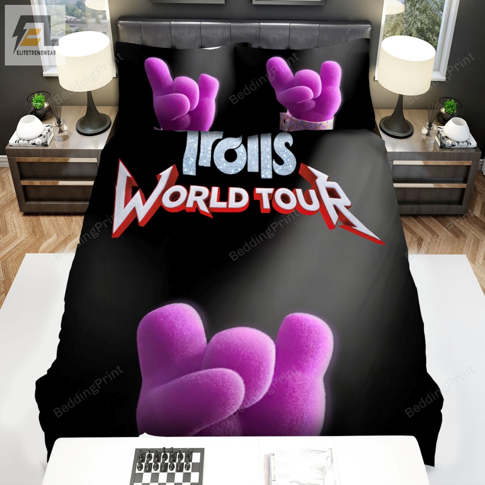 Trolls World Tour 2020 Legsly Hand Movie Poster Bed Sheets Duvet Cover Bedding Sets 