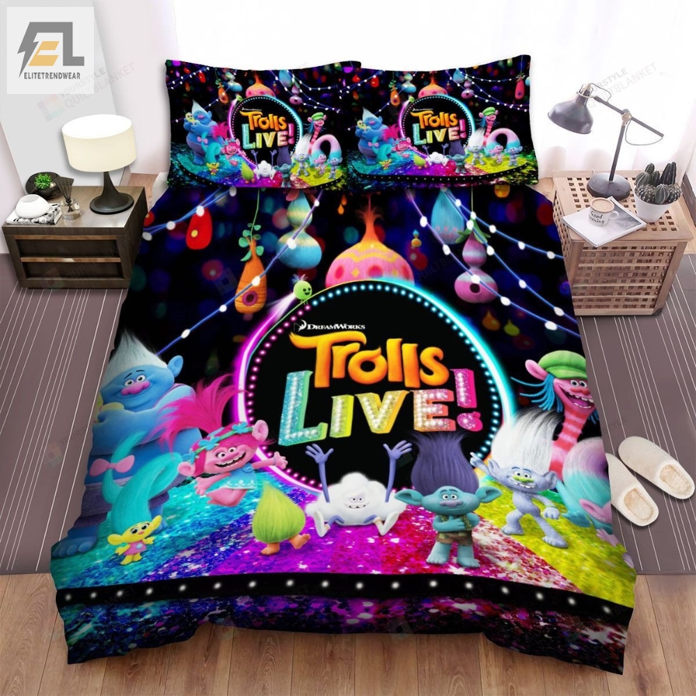 Trolls Live With Trolls Characters On Stage Bed Sheets Spread Comforter Duvet Cover Bedding Sets 