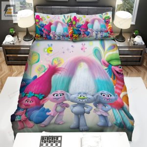 Trolls Characters With Flowers And Plants Bed Sheets Spread Comforter Duvet Cover Bedding Sets elitetrendwear 1 1