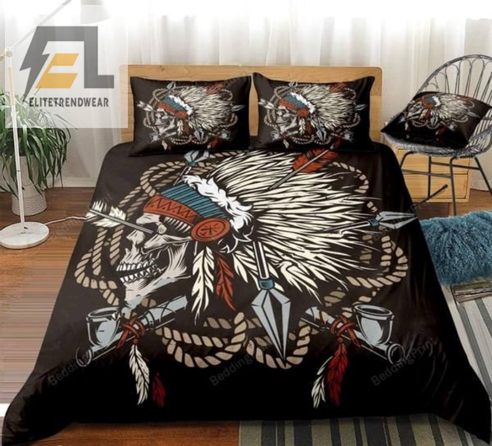 Tribal Native American Skull Bed Sheets Duvet Cover Bedding Sets 