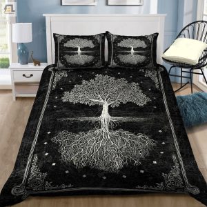 Tree Of Life Reflection Black And White Bed Sheets Duvet Cover Bedding Sets Perfect Gifts For Tree Of Life Lover Gifts For Birthday Christmas Thanksgiving elitetrendwear 1 1