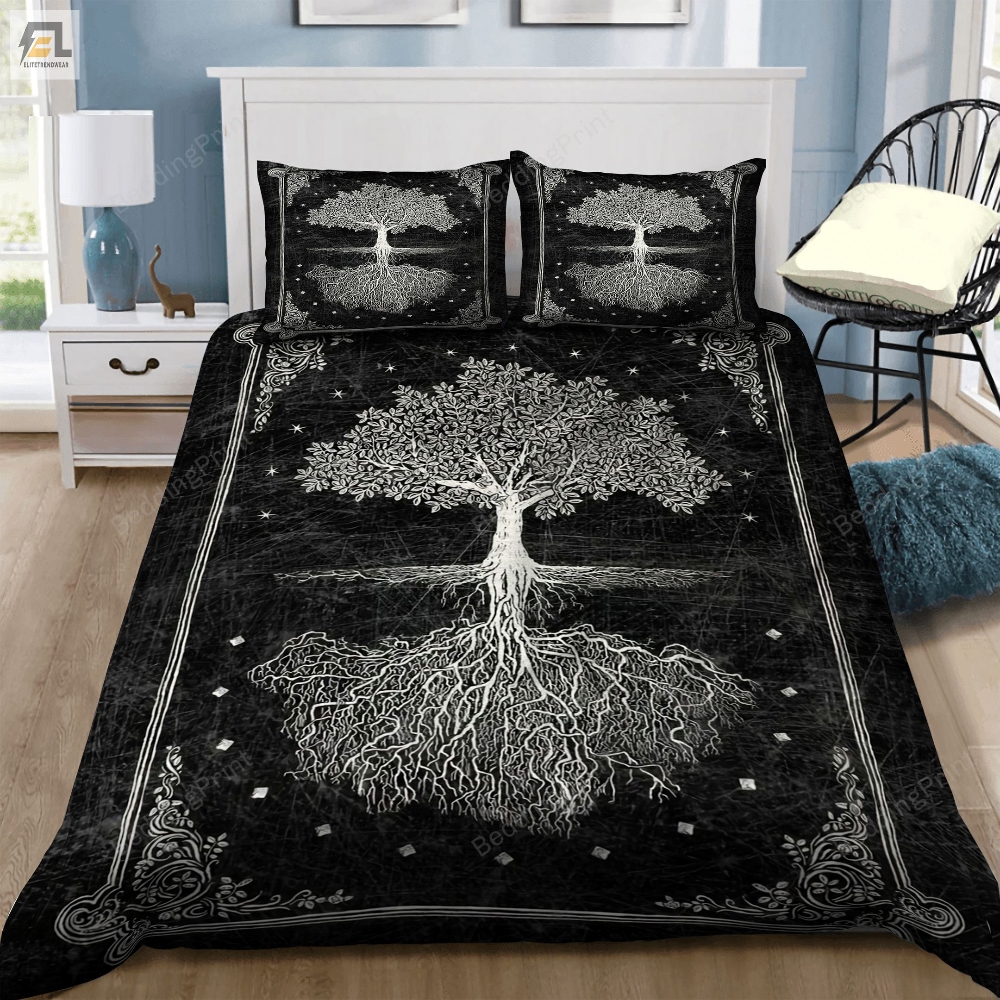 Tree Of Life Reflection Black And White Bed Sheets Duvet Cover Bedding Sets Perfect Gifts For Tree Of Life Lover Gifts For Birthday Christmas Thanksgiving 